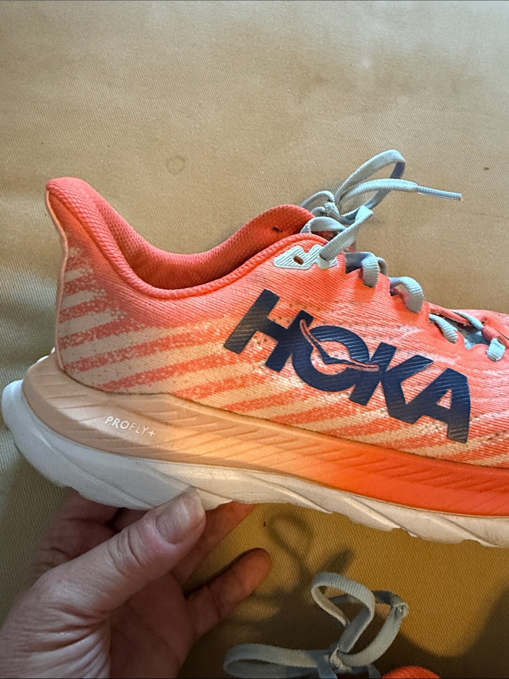 Hoka Coral and Navy Women's Road Running Shoes - Picture 5 of 7